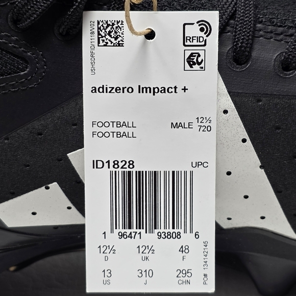 Adidas Adizero Impact + Plus Football Cleats ID1828 Core Black Men Size 13 New - Picture 4 of 12